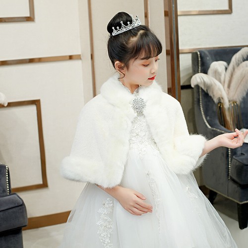 Girls kids faux fur shawl - girls,