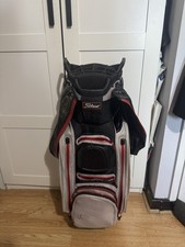 Titleist Golf Cart Bag 14 Dividers, Red/White/Black, Rain Cover 
