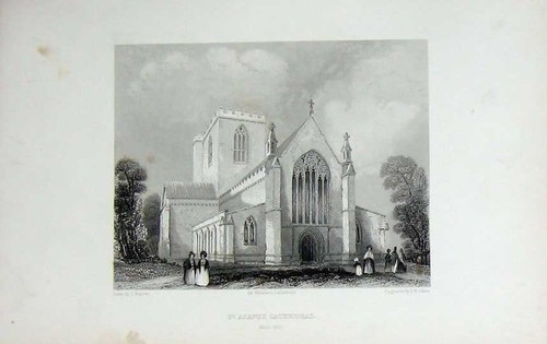 Old antique print wales view - old,