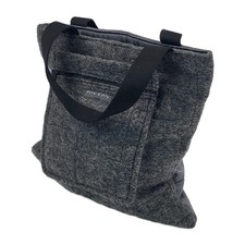 Orla Kiely London Dark Grey Wool Bag Quilted Back Removable Zip Pouch Handbag