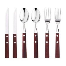 6-Pack Wooden Handle Stainless