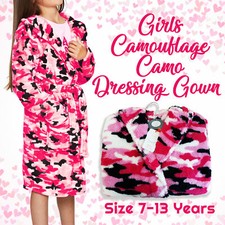 Girls Camo Dressing Gown Kids
