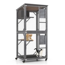 Wooden Grey Cat House Outdoor