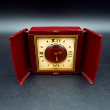 Smiths Empire Travel Clock Deep Red Plastic Case ticking Sometimes 6.5cm C1940s