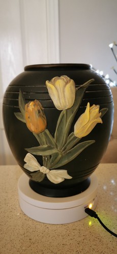 Large black ceramic - black, vase