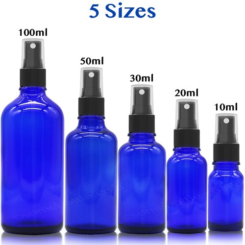 Blue glass spray bottle black - spray,
