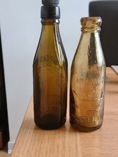 VERY RARE T.P WOOD SPLIT SIZE DUMPY SHAPE AMBER MINERAL BOTTLE, GOOD CONDITION.