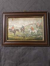 Vintage Silk Picture Fox Hunting Print