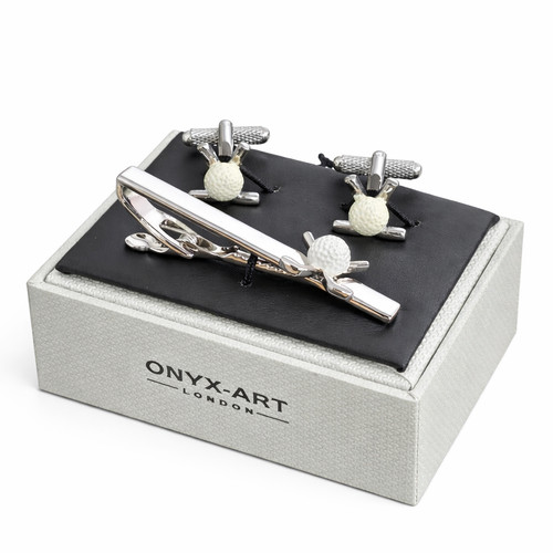 Golf ball and clubs cufflinks - golf,