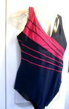 BONMARCHE SWIMSUIT SIZE 20 - TRADITIONAL WIDE STRAP STYLE -  BLUE & PINK