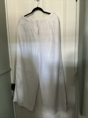 Ladies white linen - linen, wide