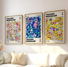 Takashi Murakami Signed Art High Quality Set of 3 Canvas / Art Prints / Framed