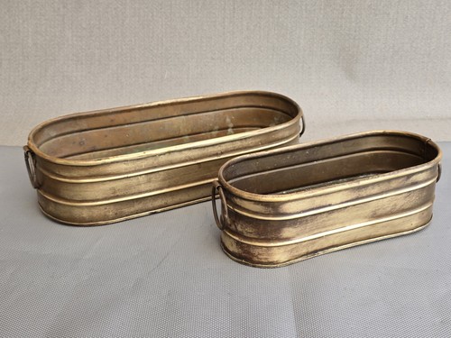 Vintage brass planter troughs - brass,