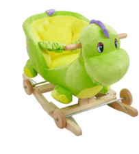  Baby Kids Rocking Horse Dinosaur Rocker Toy With Music, Wheels and Seat belt