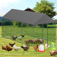 Jumbo Large Chicken Coop Walk-in Poultry Cage Run Strong Steel Tube Frame Crate