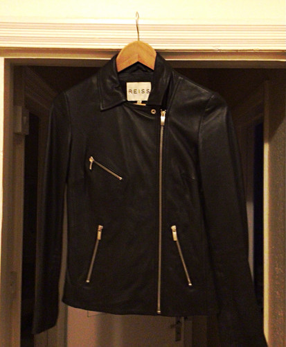 Reiss black leather biker - black,