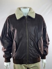Hide Park Brown Leather Bomber Flying Jacket Mens Removable Collar Retro 3XL
