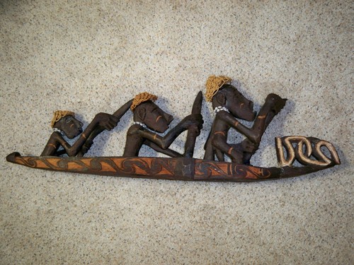 Vintage canoe carving wood - vintage,