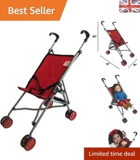 High-Quality Red Quilted Doll Stroller for 18 Inch Dolls - Toddler Role Playing