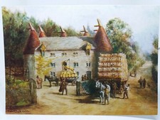 Traditional Kentish Hop Picking Carting the Hop Pockets Vintage Art Postcard 