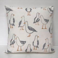 Seagull Cushion Cover DOUBLE SIDED Nautical Beach Coastal Bird Seaside Fabric