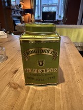 Ringtons Tea Caddy Green/Gold Metal Tin Empty 7 7’’Lidded Tin