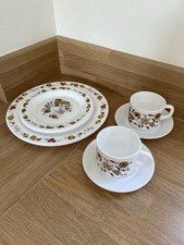 Set Vintage Arcopal France Tea Cup & Saucers, Side Plates & Dinner Plates, Retro