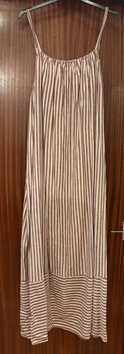 Brown striped linen maxi - brown,