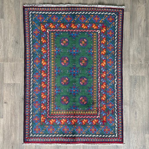 Green afghan aqcha rug - afghan,