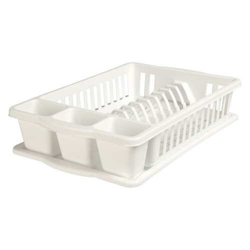 White plastic dish drainer - white,