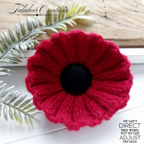 Handmade red flower - handmade, brooch