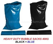 Heavy Duty Rubble Sacks Industrial Bin Bags Black and Blue 400g 20” x 30”