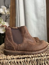 UGG Kids Boots Unisex Brown Chelsea Ankle Leather Boots UK 7 EU 25