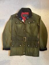 Barbour Vintage International biker style wax jacket Union Jack lining size 10