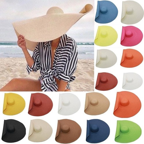 Oversized beach straw hat - straw,