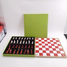 Mid 20th Century Ceramic Pottery Barbara Winrow Red And White Chess Set & Board
