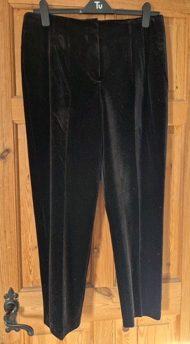 Ladies black velour trousers - black,