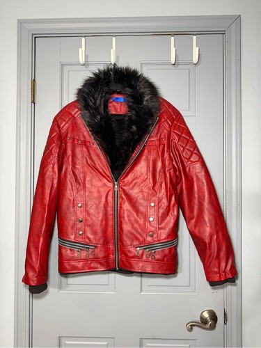 Men red distressed faux - xl,