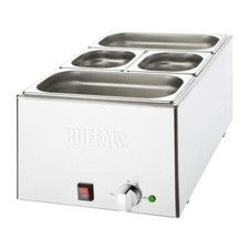 Buffalo Wet Heat Bain Marie with Pans 1.2kW Food Warmer - 2x GN 1/3 & 2x GN 1/6