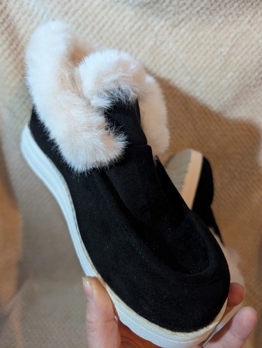 Ladies black faux fur lined - black,
