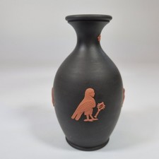 Vintage Wedgwood Black Basalt & Terracotta Egyptian Vase 11.5cm High