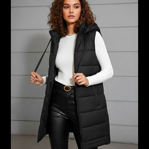 Women longline puffer gilet - longline,