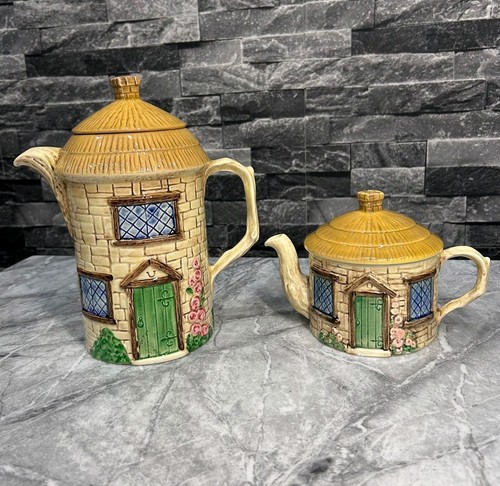Pair sylva cottage teapots - pair,
