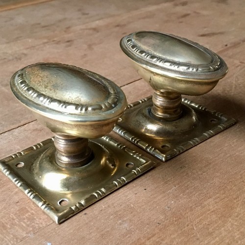 Pair brass door knobs pulls - pair,
