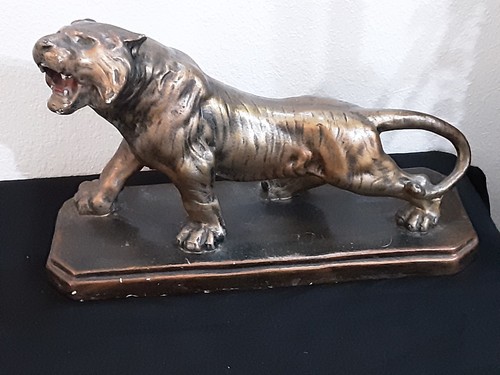 Vintage art deco plaster tiger - vintage,