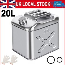 20L Jerry Can Polished Stainless Steel Fuel Petrol Diesel Oil Water Container UK