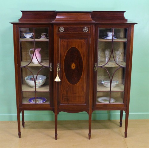 Antique inlaid mahogany side - inlaid,