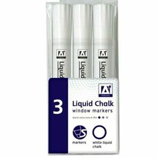3 x White Liquid Chalk Pen Marker Glass Windows Chalkboard Black Board Mirror