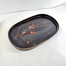 Vintage lacquer tray oval hand - lacquer,