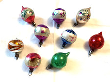 Vintage 9 Mercury Glass Christmas Baubles Smal Size Vgc 1950’s ass colours